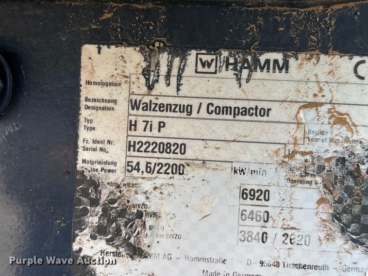 image for item EL6106 2016 Hamm H7i single drum vibratory roller