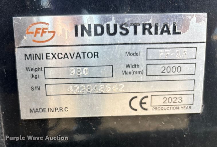 image for item EL6107 2023 Industrial FF-15 mini excavator