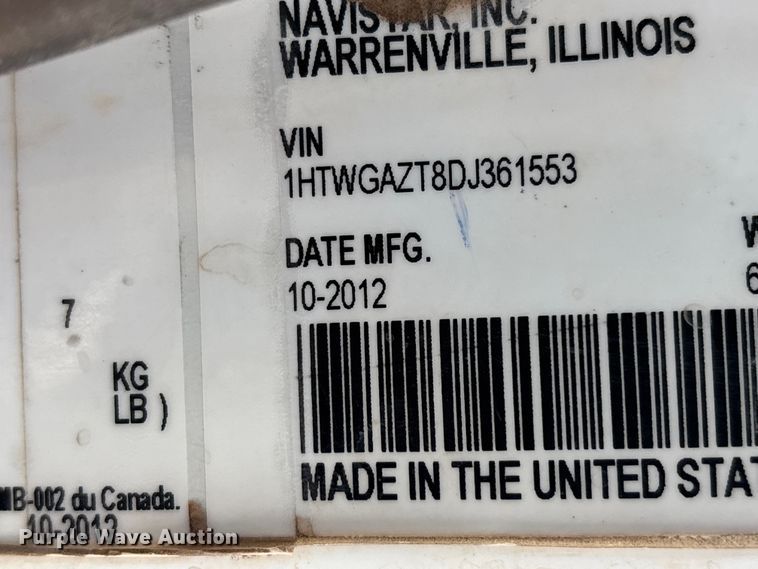 image for item EL6108 2013 International WorkStar 7400 water truck