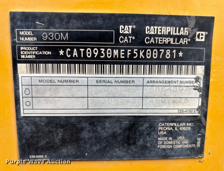 image for item EL6109 2020 Caterpillar 930M wheel loader