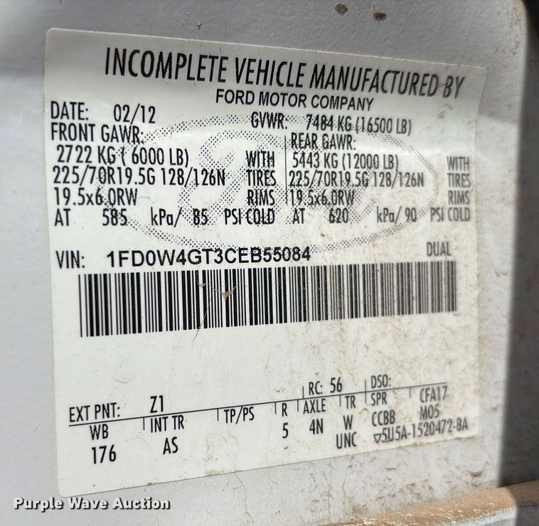 image for item EM0493 2012 Ford F450 XL Crew Cab utility / service truck