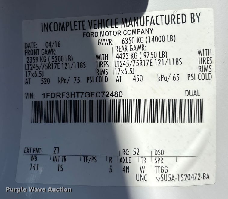 image for item EM0517 2016 Ford F350 Super Duty bucket truck