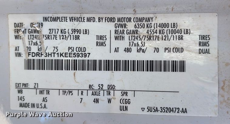 image for item EM0518 2019 Ford F350 Super Duty bucket truck