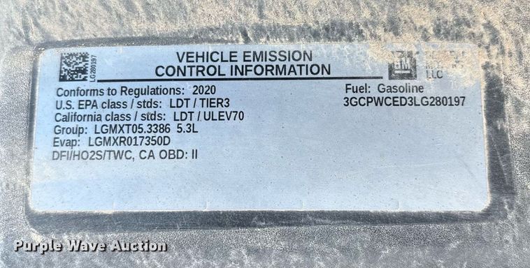 image for item EM0538 2020 Chevrolet Silverado 1500 Crew Cab pickup truck