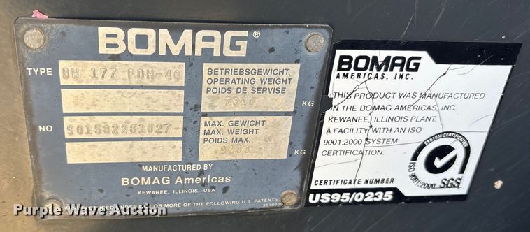 image for item EM0546 2008 Bomag BW177 PDH-40 single drum vibratory roller