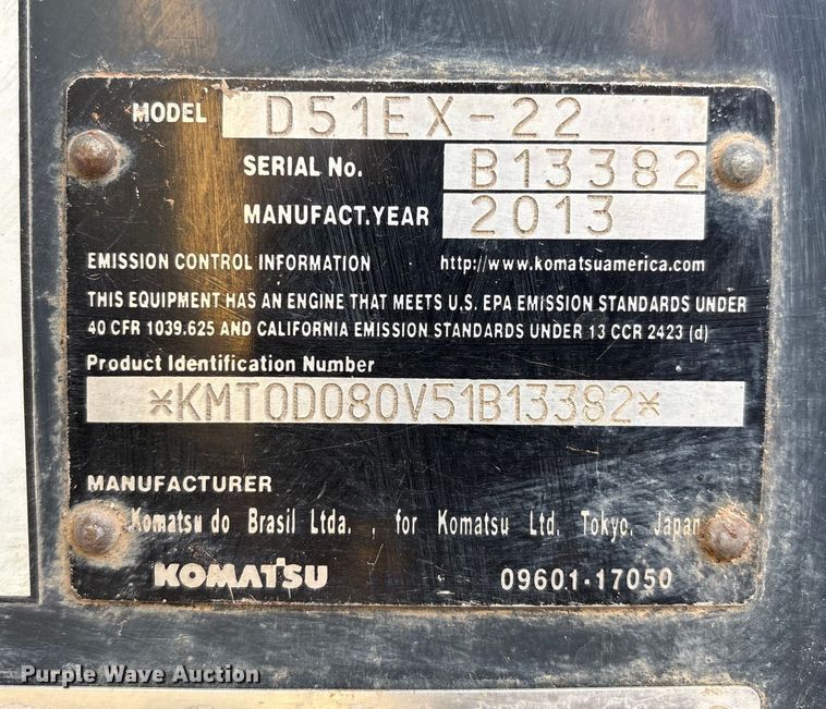 image for item EM0559 2013 Komatsu D51EX-22 dozer