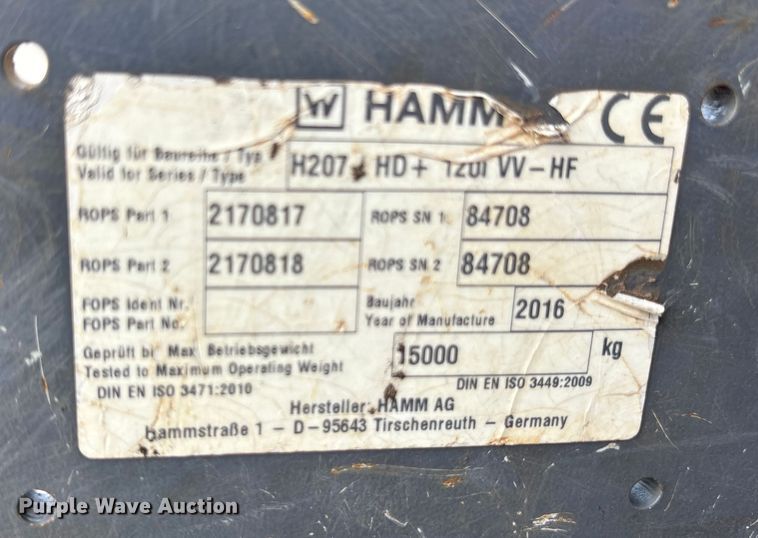 image for item EM0566 2016 Hamm HD+120i double drum vibratory roller