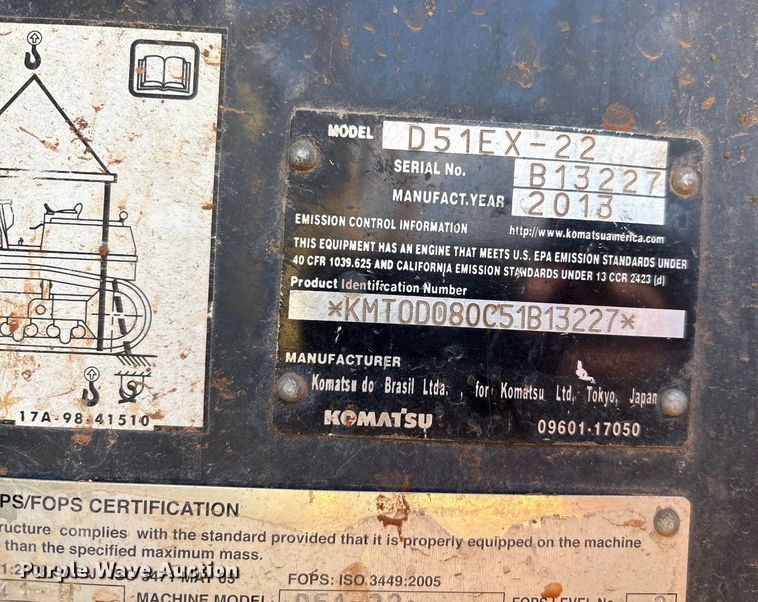 image for item EM0567 2013 Komatsu D51EX dozer