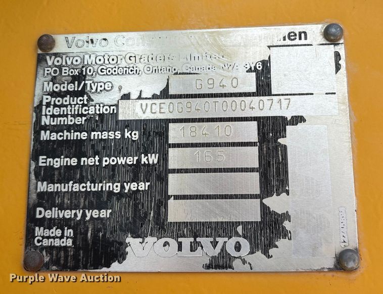 image for item EM0571 2007 Volvo G940 motor grader