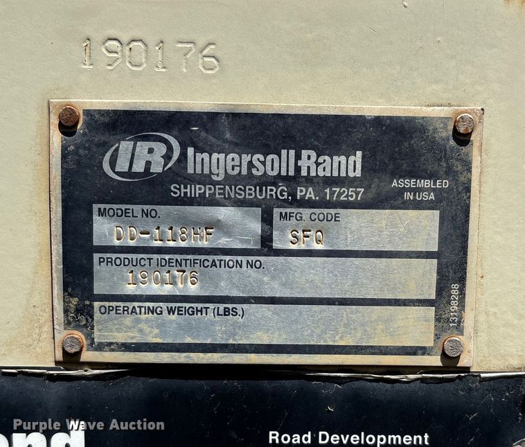image for item EM0573 Ingersoll Rand DD118HF double drum vibratory roller