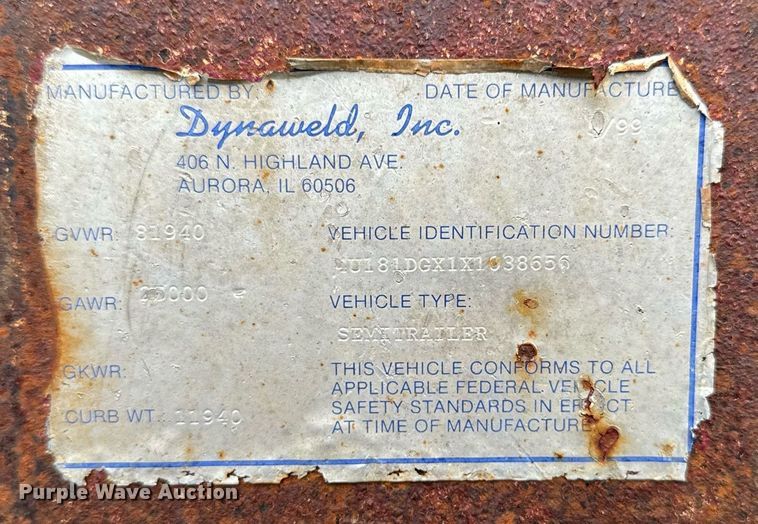 image for item EM2211 1999 Dynaweld drop deck equipment trailer