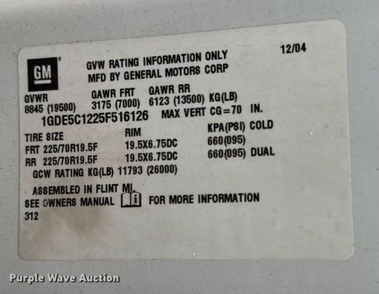 image for item EM2219 2005 GMC C5500 flatbed truck