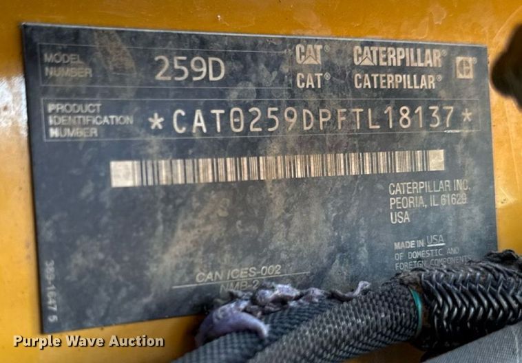 image for item EM2255 2018 Caterpillar 259D tracked skid steer loader