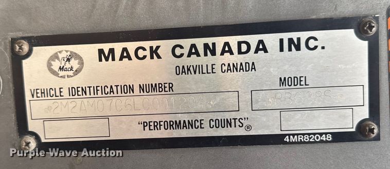 image for item EM2267 1990 Mack RB688S crane truck