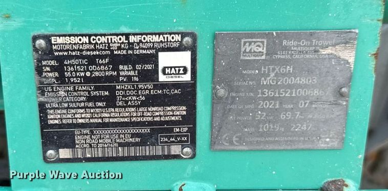 image for item EM2271 2021 Multiquip HTX6H power trowel