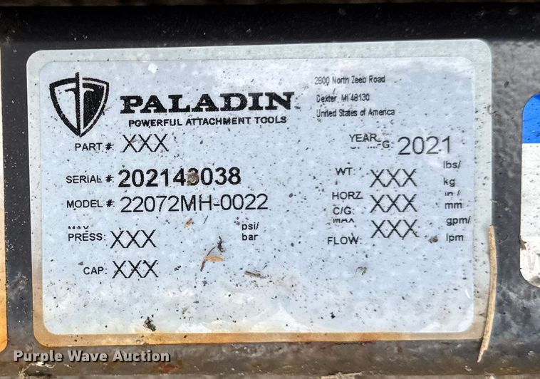 image for item EM2274 2021 Paladin 22072MH-0022 skid steer broom