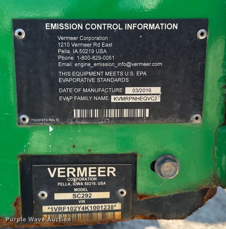 image for item EM2293 2019 Vermeer SC292 stump grinder