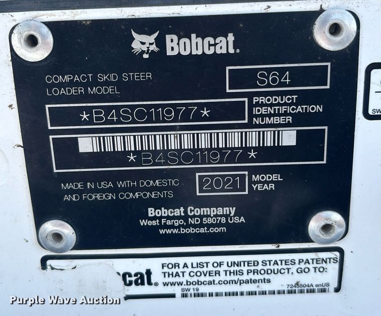 image for item EM5057 2021 Bobcat S64 R-Series skid steer loader