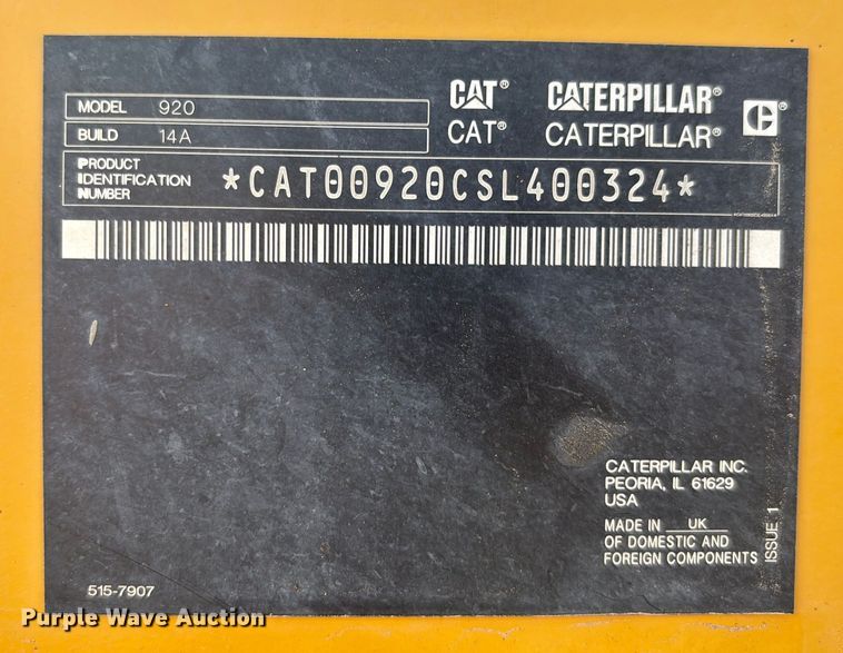 image for item EM5078 2021 Caterpillar 920 wheel loader