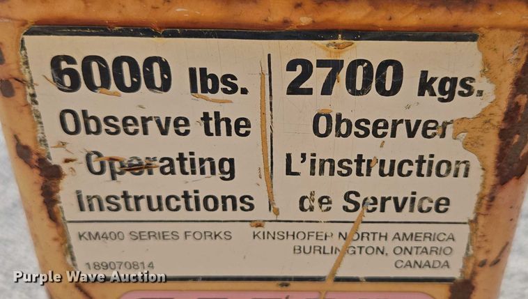 image for item EN2077 2007 Kinshofer KM420 crane pallet forks