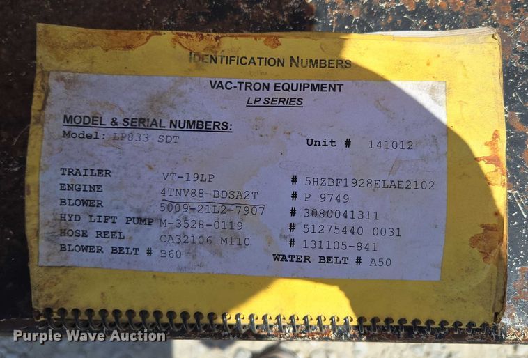 image for item EN2082 2014 Vac-Tron LP833SDT vacuum excavator