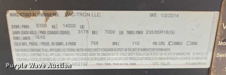 image for item EN2082 2014 Vac-Tron LP833SDT vacuum excavator