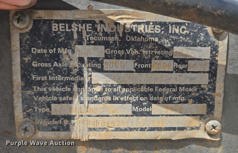 image for item EN2083 1995 Belshe equipment trailer