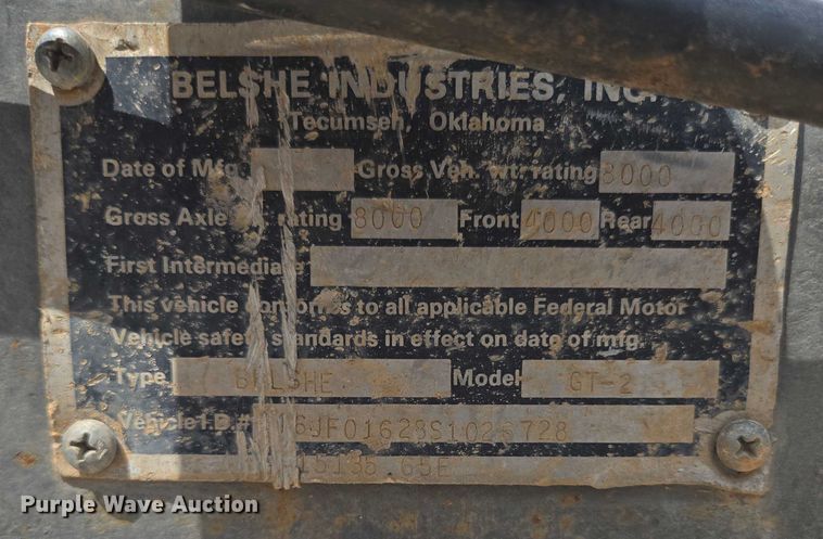 image for item EN2083 1995 Belshe equipment trailer