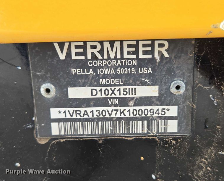 image for item EN2095 2019 Vermeer D10X15III Navigator S3 directional boring unit