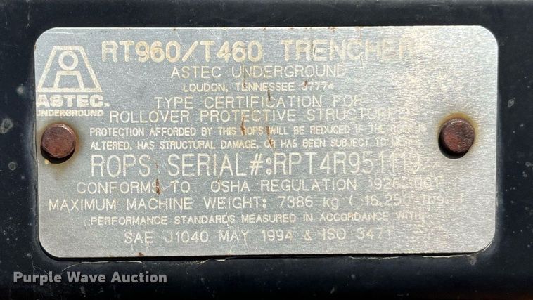 image for item EN5514 2005 Astec RT960 vibratory cable plow