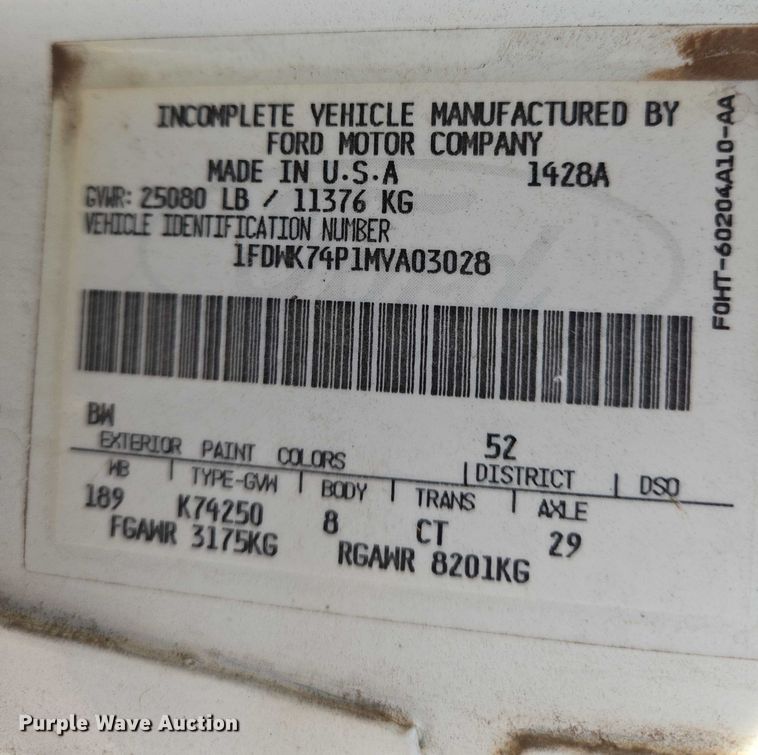 image for item EN8295 1991 Ford F700 drilling rig truck