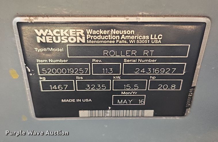 image for item EO1610 2016 Wacker Neuson RTSC3 trench compactor
