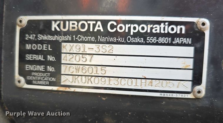 image for item EO1613 2013 Kubota KX91-3S mini excavator