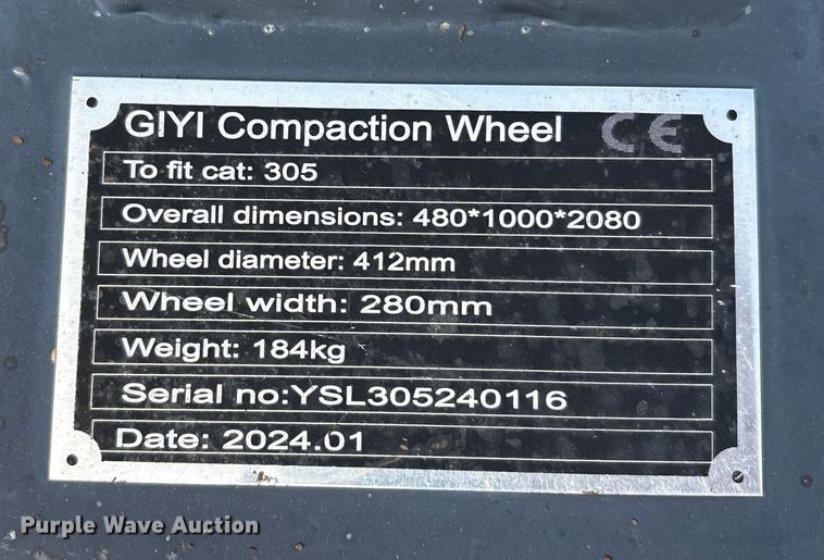 image for item EU0026 2024 GIYI excavator compaction wheel