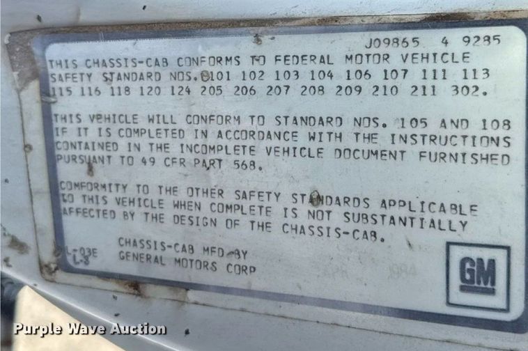 image for item EU2136 1984 Chevrolet CG70 dump flatbed truck