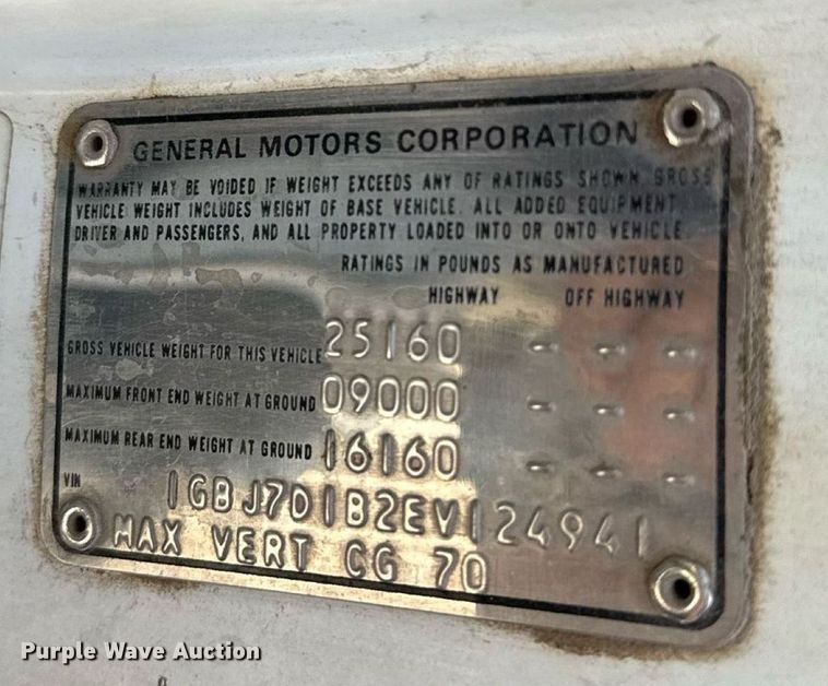 image for item EU2136 1984 Chevrolet CG70 dump flatbed truck