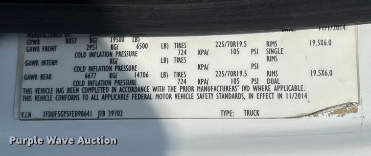 image for item EU2141 2015 Ford F550 Super Duty vacuum truck