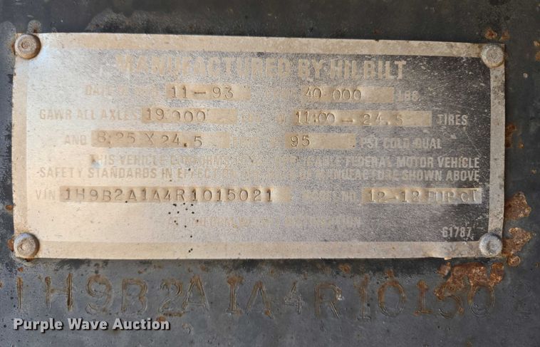 image for item EU3617 1994 Hilbilt 12-12 PUP CT end dump pup trailer