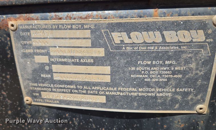 image for item EU3618 1998 Flow Boy end dump pup trailer