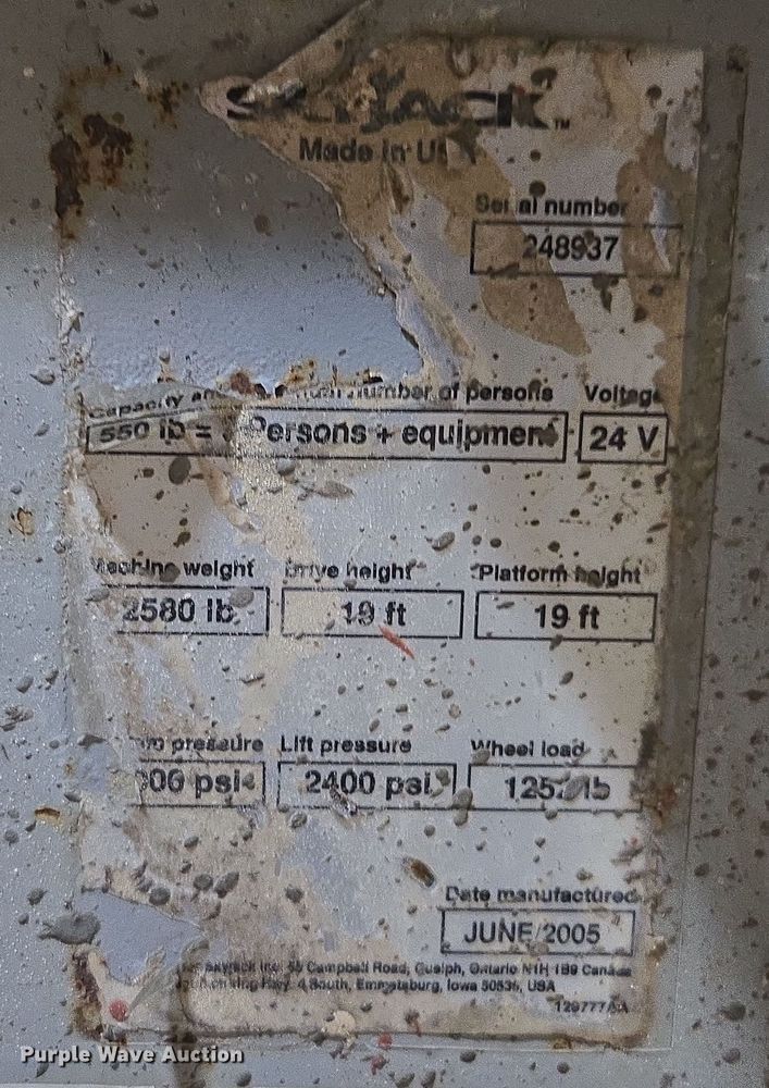 image for item EV1504 2005 SkyJack SJIII 3219 scissor lift