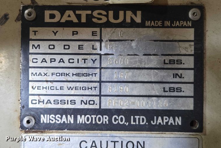 image for item EV1506 Datsun PF02 A20V forklift