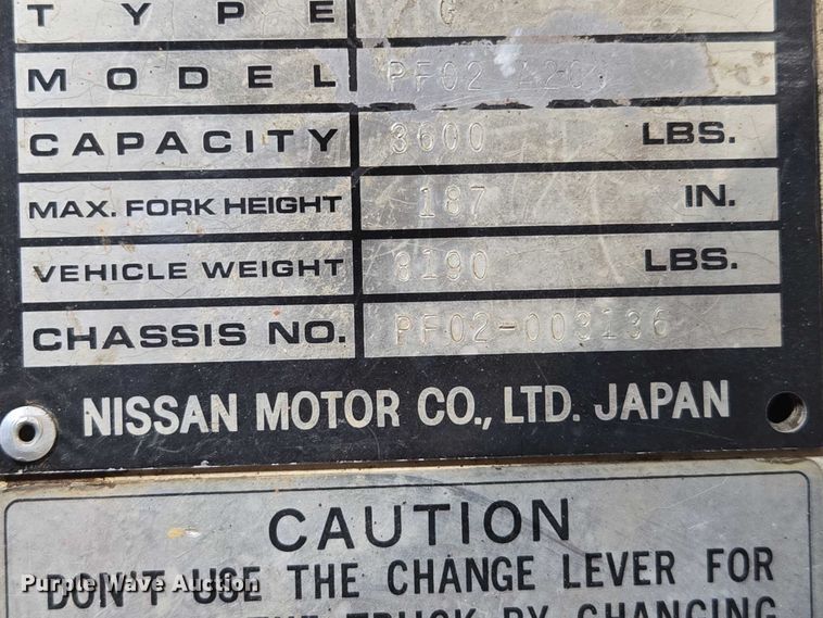 image for item EV1506 Datsun PF02 A20V forklift