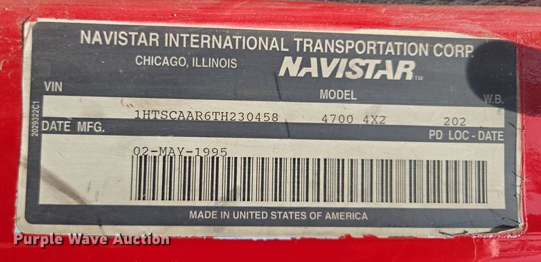 image for item EV1554 1996 International 4700 sewer jetter truck