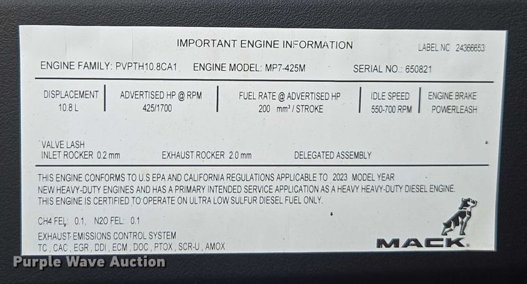 image for item FB9459 2024 Mack Granite volumetric ready mix truck