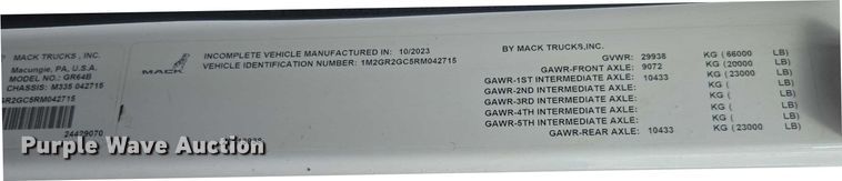 image for item FB9459 2024 Mack Granite volumetric ready mix truck