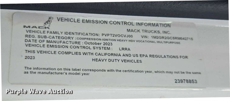 image for item FB9459 2024 Mack Granite volumetric ready mix truck