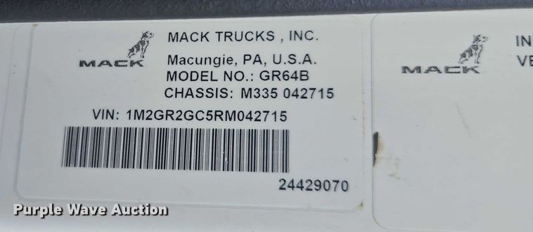 image for item FB9459 2024 Mack Granite volumetric ready mix truck