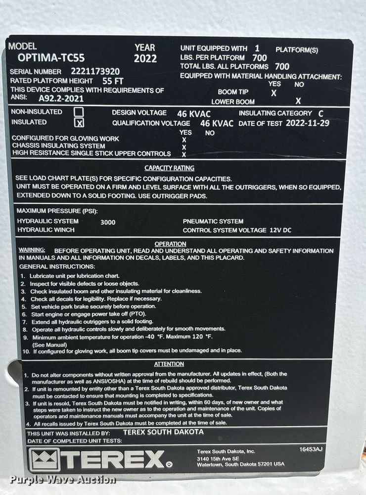 image for item YA0588 2022 Freightliner Business Class M2 bucket truck