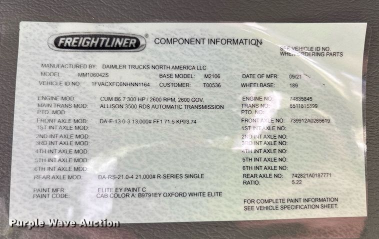 image for item YA0588 2022 Freightliner Business Class M2 bucket truck
