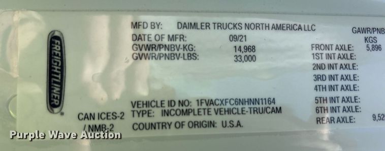 image for item YA0588 2022 Freightliner Business Class M2 bucket truck